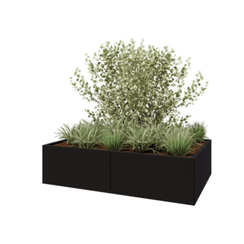 Jardinera XXL de acero - Rectángulo - 160 x 100 x 40 cm - RAL9005 mate (negro) - Sin placa inferior