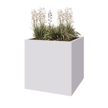 Jardinera de acero - Cuadrado - 100 x 100 x 100 cm - RAL9010 mate (blanco) - Sin placa inferior