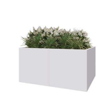 Jardinera XXL de acero - Rectángulo - 160 x 120 x 80 cm - RAL9010 mate (blanco) - Con placa inferior