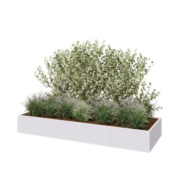 Jardinera XXL de acero - Rectángulo - 320 x 100 x 40 cm - RAL9010 mate (blanco) - Sin placa inferior