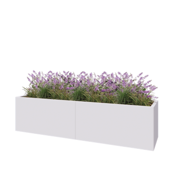 Jardinera XXL de acero - Rectángulo - 200 x 50 x 50 cm - RAL9010 mate (blanco) - Con placa inferior