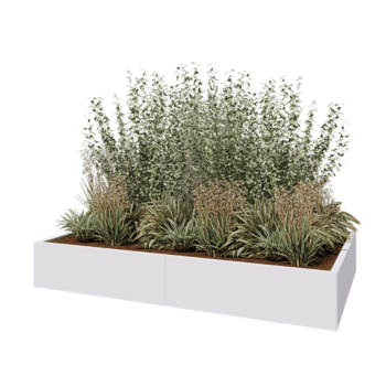Jardinera XXL de acero - Rectángulo - 200 x 120 x 30 cm - RAL9010 mate (blanco) - Con placa inferior