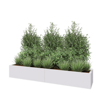 Jardinera XXL de acero - Rectángulo - 200 x 40 x 30 cm - RAL9010 mate (blanco) - Sin placa inferior