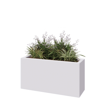 Jardinera de fibra de vidrio - Rectángulo - 100 x 30 x 50 cm - RAL9010 mate (blanco) - Con fondo