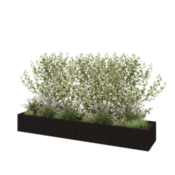 Jardinera XXL de acero - Rectángulo - 320 x 60 x 40 cm - RAL9005 mate (negro) - Sin placa inferior