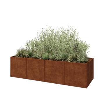 Jardinera XXL de acero corten - Rectángulo - 320 x 100 x 80 cm - Con placa inferior