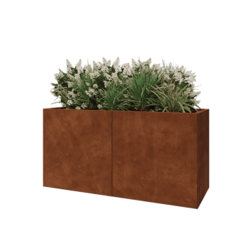 Jardinera XXL de acero corten - Rectángulo - 160 x 60 x 80 cm - Con placa inferior