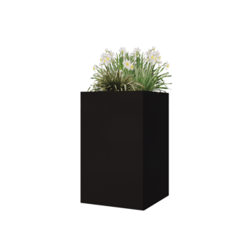 Jardinera de acero - Cuadrado - 50 x 50 x 80 cm - RAL9005 mate (negro) - Sin placa inferior