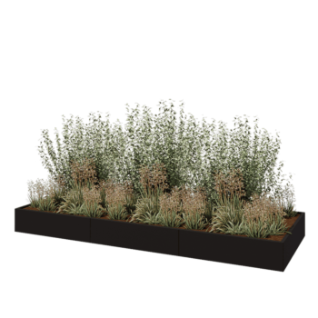 Jardinera XXL de acero - Rectángulo - 360 x 120 x 30 cm - RAL9005 mate (negro) - Sin placa inferior