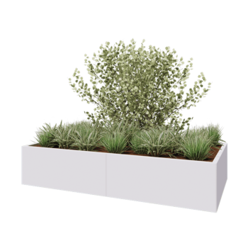 Jardinera XXL de acero - Rectángulo - 200 x 100 x 40 cm - RAL9010 mate (blanco) - Sin placa inferior