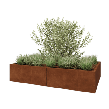 Jardinera XXL de acero corten - Rectángulo - 200 x 120 x 40 cm - Con placa inferior