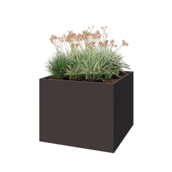 Jardinera de acero - Cuadrado - 100 x 100 x 80 cm - RAL7016 mate (gris antracita) - Con placa inferior