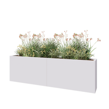 Jardinera XXL de acero - Rectángulo - 200 x 30 x 60 cm - RAL9010 mate (blanco) - Sin placa inferior
