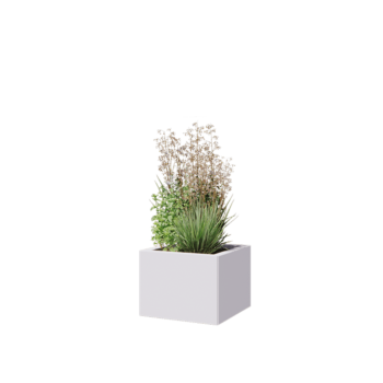 Jardinera de acero - Cuadrado - 40 x 40 x 30 cm - RAL9010 mate (blanco) - Sin placa inferior