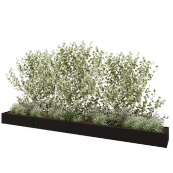 Jardinera XXL de acero - Rectángulo - 480 x 50 x 30 cm - RAL9005 mate (negro) - Con placa inferior