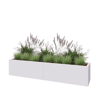 Jardinera XXL de acero - Rectángulo - 200 x 40 x 40 cm - RAL9010 mate (blanco) - Con placa inferior