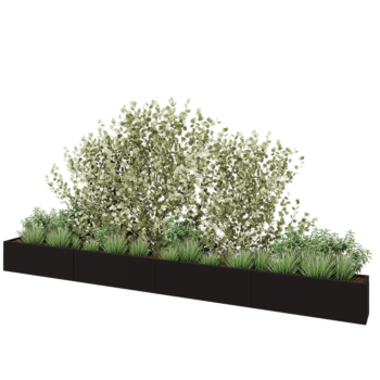 Jardinera XXL de acero - Rectángulo - 480 x 30 x 40 cm - RAL9005 mate (negro) - Sin placa inferior