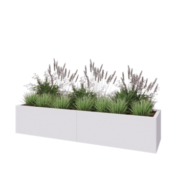 Jardinera XXL de acero - Rectángulo - 200 x 50 x 40 cm - RAL9010 mate (blanco) - Sin placa inferior