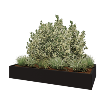 Jardinera XXL de acero - Rectángulo - 200 x 100 x 30 cm - RAL9005 mate (negro) - Sin placa inferior