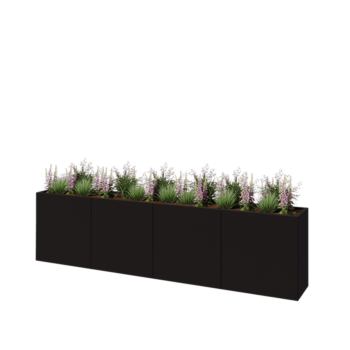 Jardinera XXL de acero - Rectángulo - 320 x 40 x 80 cm - RAL9005 mate (negro) - Sin placa inferior