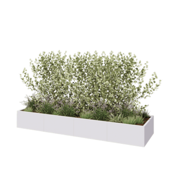Jardinera XXL de acero - Rectángulo - 320 x 80 x 40 cm - RAL9010 mate (blanco) - Sin placa inferior