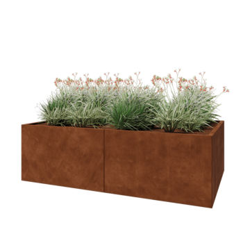 Jardinera XXL de acero corten - Rectángulo - 200 x 120 x 60 cm - Con placa inferior