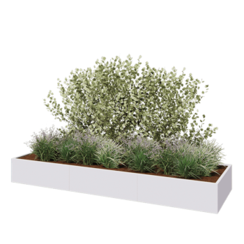 Jardinera XXL de acero - Rectángulo - 360 x 100 x 40 cm - RAL9010 mate (blanco) - Con placa inferior