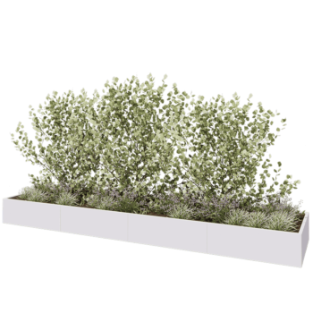 Jardinera XXL de acero - Rectángulo - 480 x 100 x 40 cm - RAL9010 mate (blanco) - Sin placa inferior