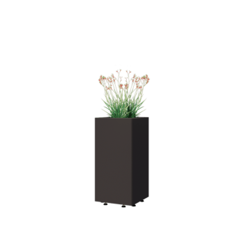 Jardinera de acero - Cuadrado - 30 x 30 x 60 cm - Otro color RAL - Con placa inferior - Con patas