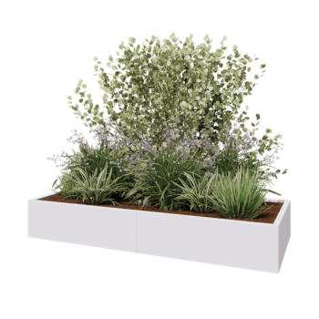 Jardinera XXL de acero - Rectángulo - 200 x 80 x 30 cm - RAL9010 mate (blanco) - Sin placa inferior
