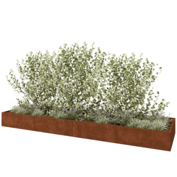 Jardinera XXL de acero corten - Rectángulo - 480 x 120 x 40 cm - Sin placa inferior