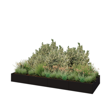 Jardinera XXL de acero - Rectángulo - 320 x 100 x 30 cm - RAL9005 mate (negro) - Sin placa inferior