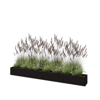 Jardinera XXL de acero - Rectángulo - 320 x 30 x 30 cm - RAL9005 mate (negro) - Sin placa inferior