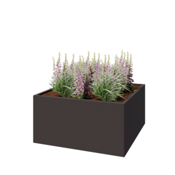 Jardinera de acero - Cuadrado - 120 x 120 x 60 cm - RAL7016 mate (gris antracita) - Con placa inferior