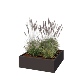 Jardinera de acero - Cuadrado - 100 x 100 x 30 cm - RAL7016 mate (gris antracita) - Con placa inferior