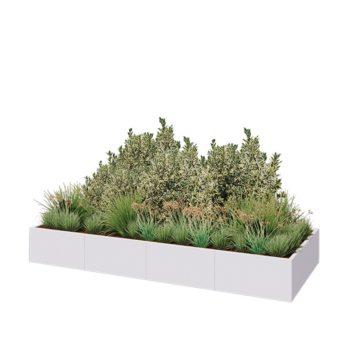 Jardinera XXL de acero - Rectángulo - 320 x 120 x 40 cm - RAL9010 mate (blanco) - Con placa inferior