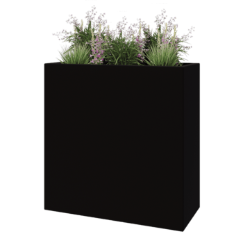 Jardinera de fibra de vidrio - Rectángulo - 100 x 40 x 100 cm - RAL9005 mate (negro) - Con fondo