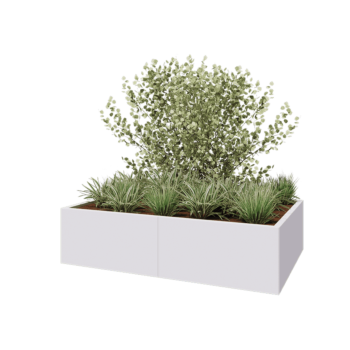 Jardinera XXL de acero - Rectángulo - 160 x 100 x 40 cm - RAL9010 mate (blanco) - Sin placa inferior