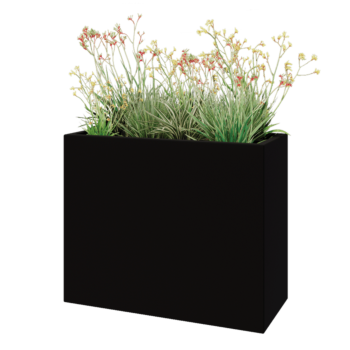 Jardinera de fibra de vidrio - Rectángulo - 100 x 40 x 80 cm - RAL9005 mate (negro) - Con fondo