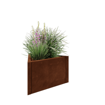 Jardinera de acero corten - Triángulo equilátero - 70,6 x 61 x 40 cm - Sin placa inferior