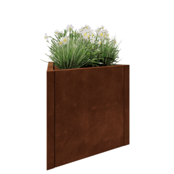 Jardinera de acero corten - Triángulo equilátero - 70,6 x 61 x 60 cm - Sin placa inferior