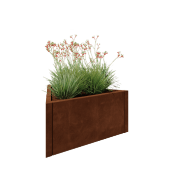 Jardinera de acero corten - Triángulo equilátero - 90,6 x 78,3 x 40 cm - Sin placa inferior
