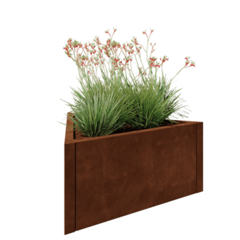 Jardinera de acero corten - Triángulo equilátero - 90,6 x 78,3 x 40 cm - Sin placa inferior
