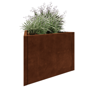 Jardinera de acero corten - Triángulo equilátero - 90,6 x 78,3 x 60 cm - Sin placa inferior
