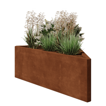 Jardinera de acero corten - Triángulo isósceles - 112,2 x 60,5 x 40 cm - Sin placa inferior