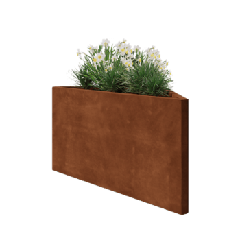 Jardinera de acero corten - Triángulo isósceles - 112,2 x 60,5 x 60 cm - Sin placa inferior