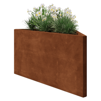 Jardinera de acero corten - Triángulo isósceles - 112,2 x 60,5 x 60 cm - Sin placa inferior