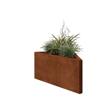 Jardinera de acero corten - Triángulo isósceles - 83,9 x 46,4 x 40 cm - Sin placa inferior
