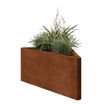 Jardinera de acero corten - Triángulo isósceles - 83,9 x 46,4 x 40 cm - Sin placa inferior
