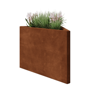 Jardinera de acero corten - Triángulo isósceles - 83,9 x 46,4 x 60 cm - Sin placa inferior